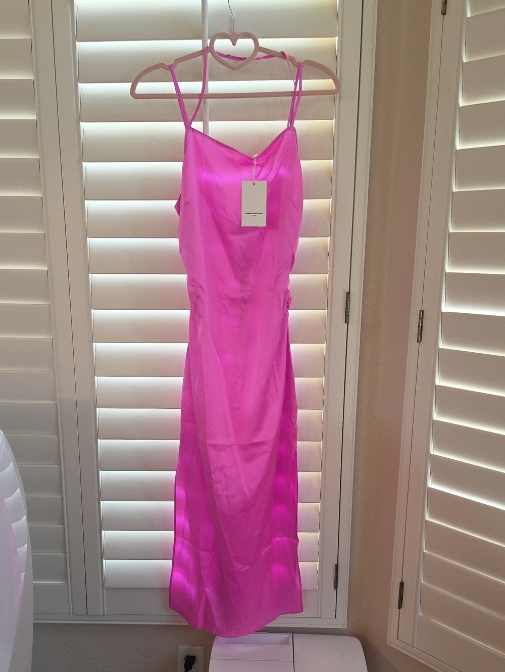 NWT 100% Silk Amanda Uprichard Hot Pink Slip Dress - Spaghetti Strap Size Small